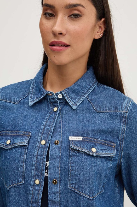 Džínová košile Guess Jeans modrá W4YH35.D5EI3