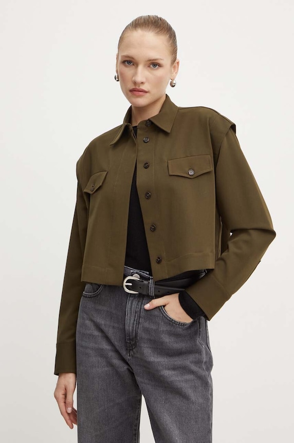 Pinko camicia tessuto elasticizzato verde 104197.A18E