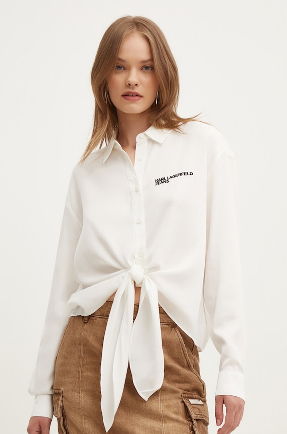 Košile Karl Lagerfeld Jeans dlouhý bílá 245J1603