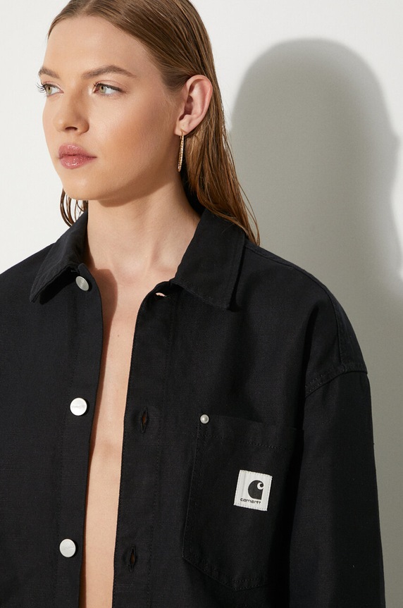 Πουκάμισο με μείγμα από λινό Carhartt WIP Ethel Shirt Jac I033569.8902 μαύρο