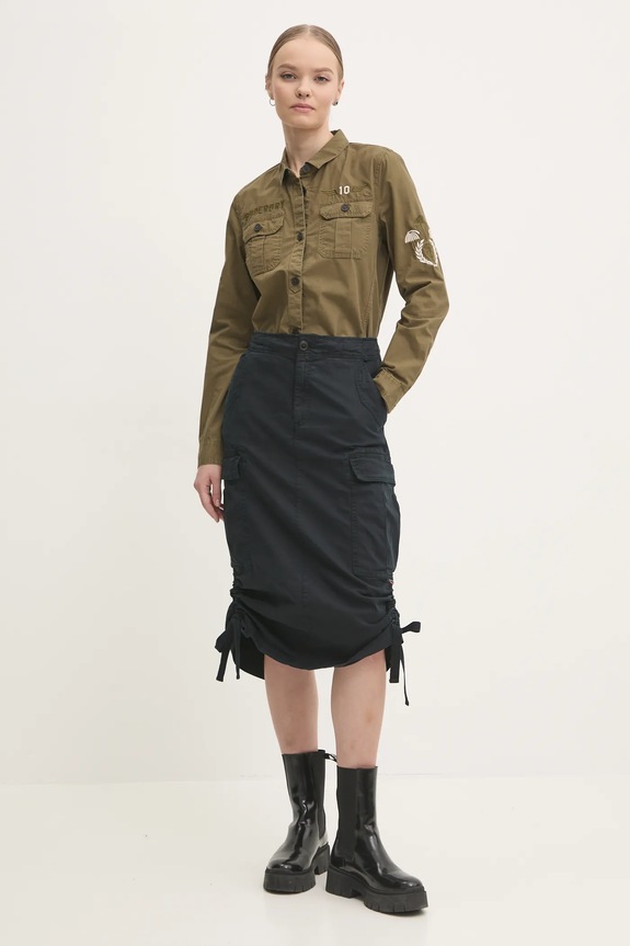 Βαμβακερό πουκάμισο Superdry W4010438A.A2Q πράσινο AW24