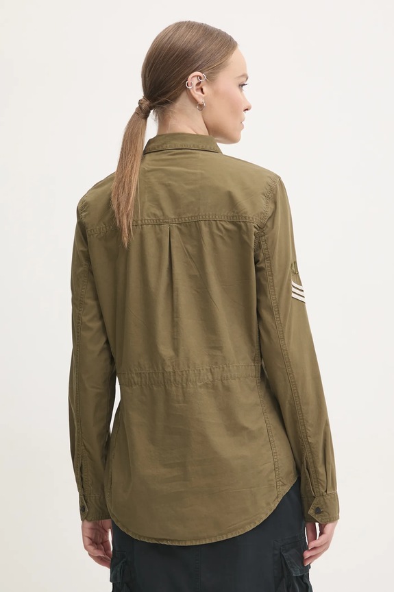 Ρούχα Βαμβακερό πουκάμισο Superdry W4010438A.A2Q πράσινο