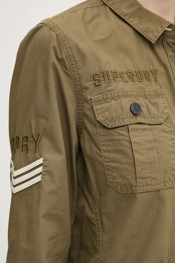 Βαμβακερό πουκάμισο Superdry W4010438A.A2Q πράσινο