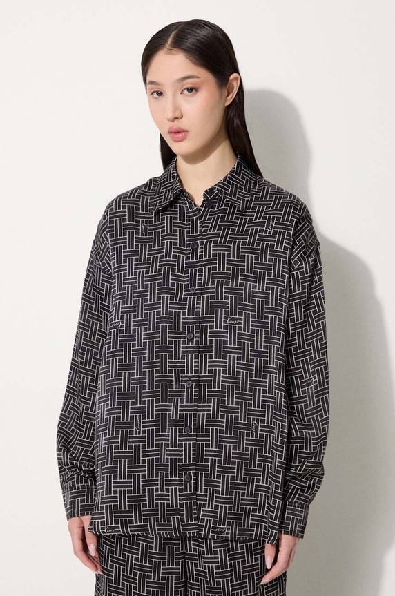Košile Kenzo Weave Dropped Shoulders Shirt relaxed černá FE62CH2479R1.99