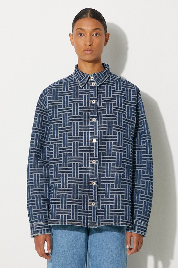 Джинсовая рубашка Kenzo Dropped Shoulders Shirt узор голубой FE62DC2476J3.DS