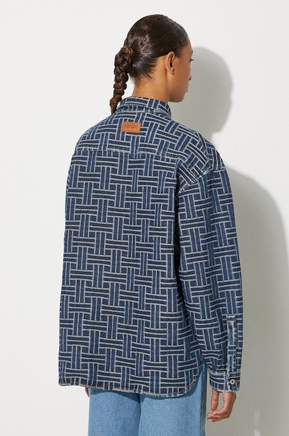 Одежда Джинсовая рубашка Kenzo Dropped Shoulders Shirt FE62DC2476J3.DS голубой