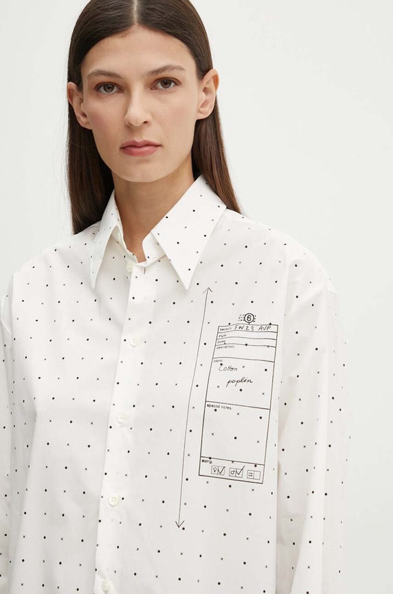 Βαμβακερό πουκάμισο MM6 Maison Margiela λευκό S52DT0014.S78157