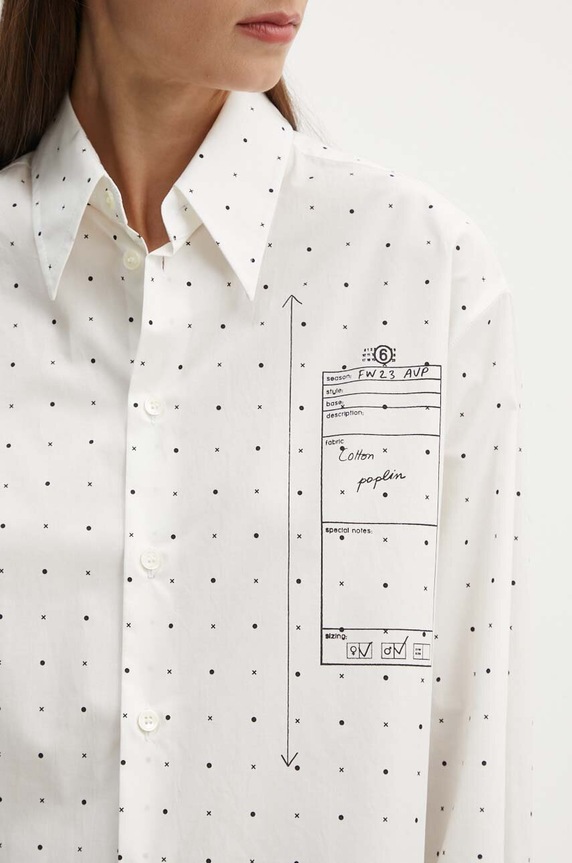 Βαμβακερό πουκάμισο MM6 Maison Margiela S52DT0014.S78157 λευκό