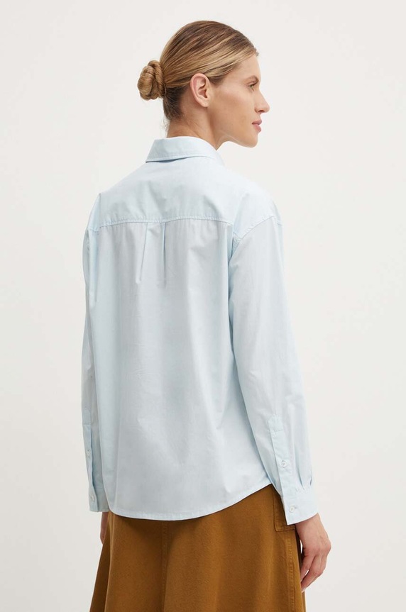 Одежда Хлопковая рубашка A.P.C. chemise boyfriend brodee COEVD.F12550 голубой
