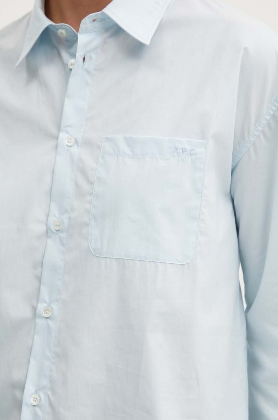 Хлопковая рубашка A.P.C. chemise boyfriend brodee COEVD.F12550 голубой