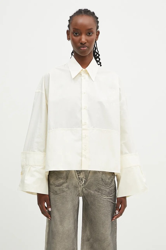 MM6 Maison Margiela koszula bawełniana nadruk beżowy S62DT0034.S47294