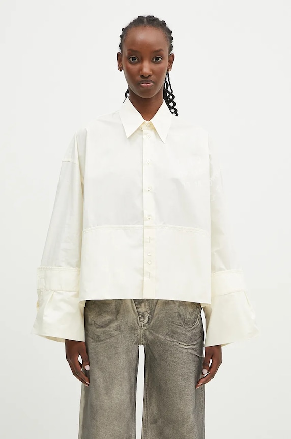 MM6 Maison Margiela koszula bawełniana nadruk beżowy S62DT0034.S47294