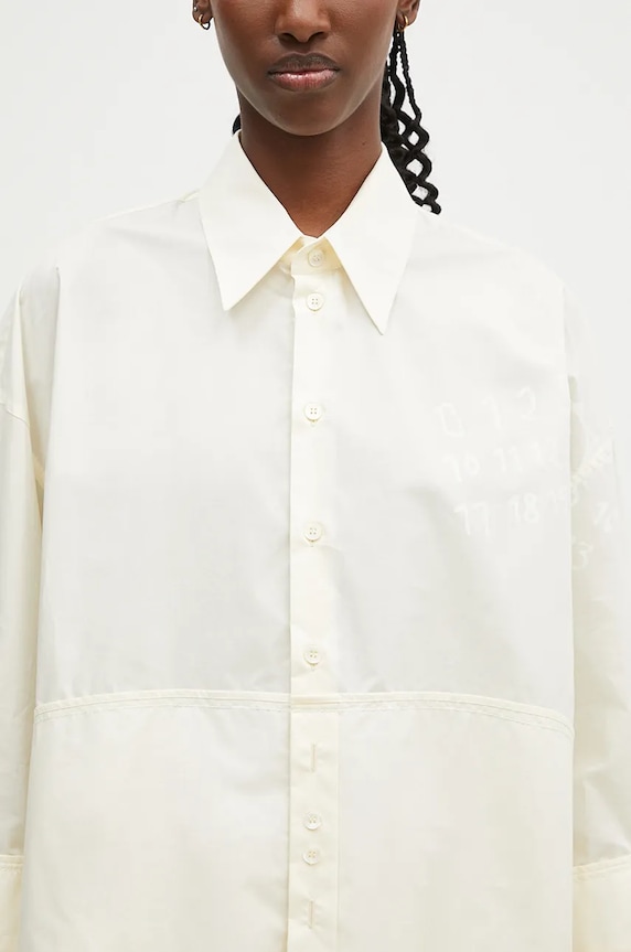 MM6 Maison Margiela koszula bawełniana beżowy S62DT0034.S47294