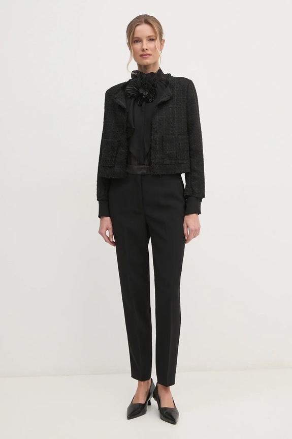 Πουκάμισο Sisley 5W9ELQ081 μαύρο AW24