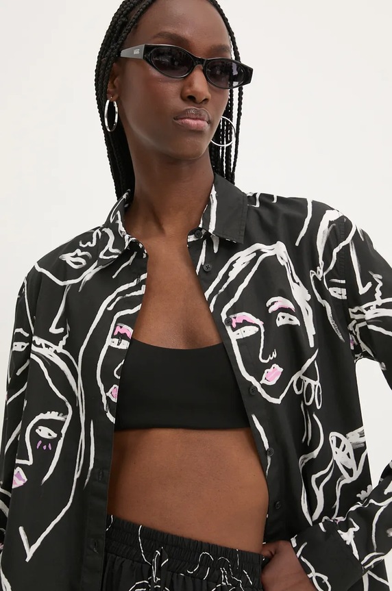 Pamučna košulja Desigual FACES crna 24WWCW34