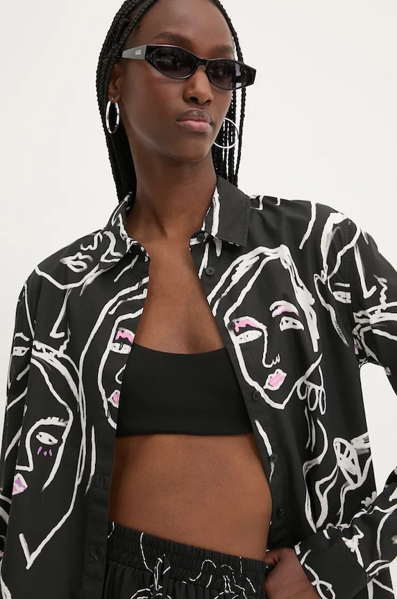 Pamučna košulja Desigual FACES crna 24WWCW34