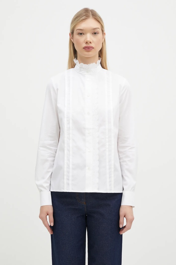 Maison Kitsuné cotton shirt Craft Embroidery cotton white NW00414WC5010