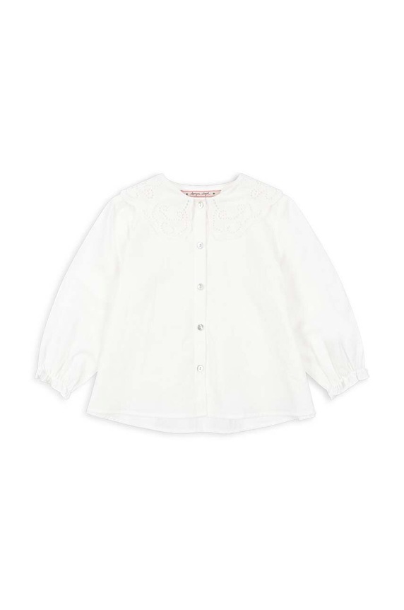 Детская хлопковая рубашка Konges Sløjd RILO COLLAR SHIRT GOTS KS101649 белый AW24