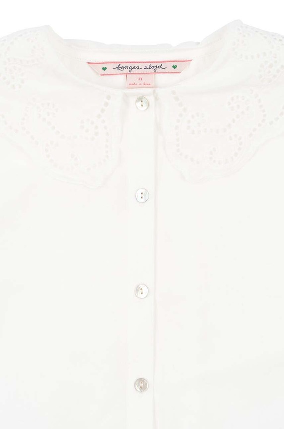 Детская хлопковая рубашка Konges Sløjd RILO COLLAR SHIRT GOTS белый KS101649