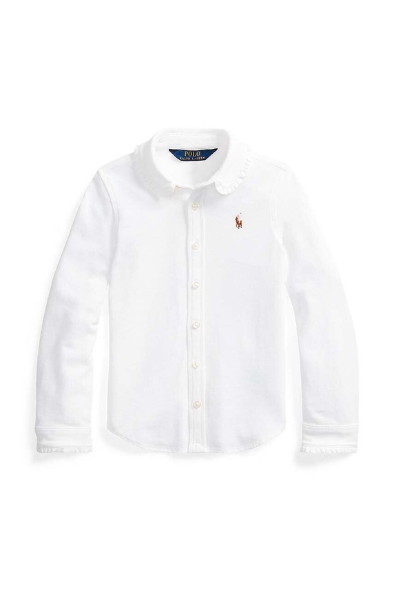 Детская хлопковая рубашка Polo Ralph Lauren длинный белый 312901132002