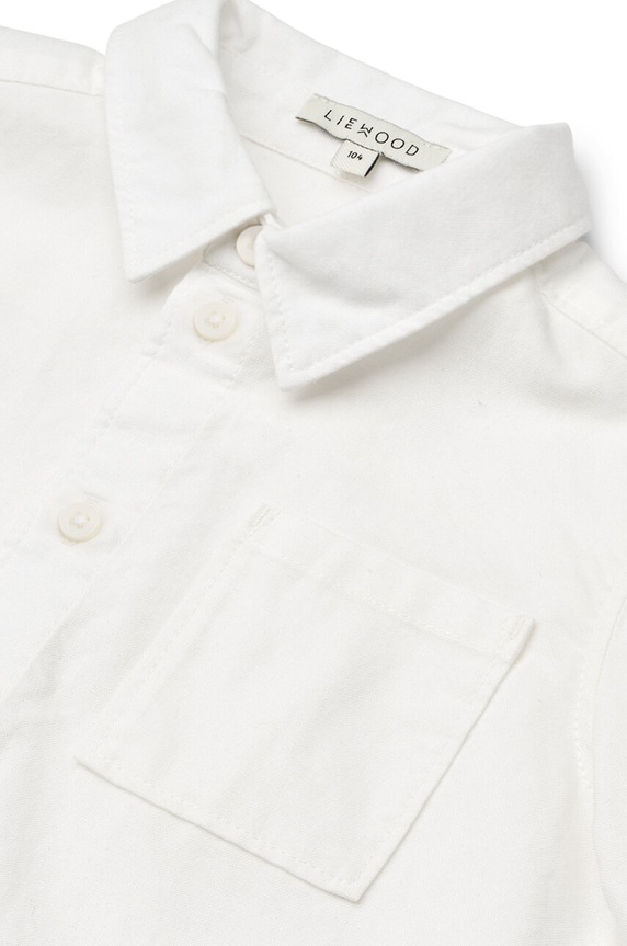 Момче Детска памучна риза Liewood Costa Shirt LW17807 бял
