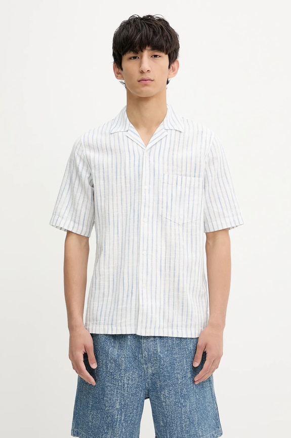 Košulja s dodatkom lana Samsoe Samsoe SAOSCAR casual bijela M24200074