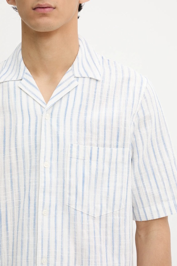 Košulja s dodatkom lana Samsoe Samsoe SAOSCAR bijela M24200074