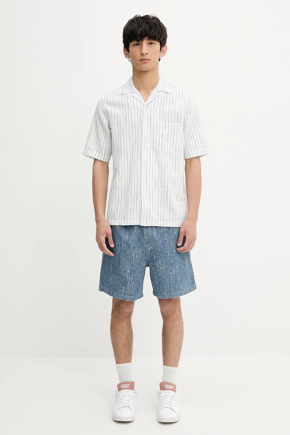 Košulja s dodatkom lana Samsoe Samsoe SAOSCAR M24200074 bijela