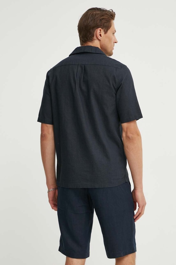 Abbigliamento Samsoe Samsoe camicia in lino misto SAOSCAR M24200074 blu navy