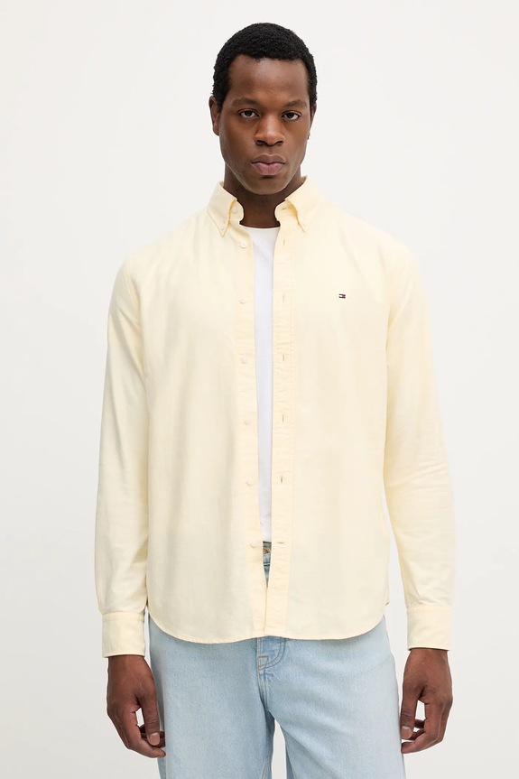 Tommy Hilfiger koszula bawełniana bawełna żółty MW0MW35774