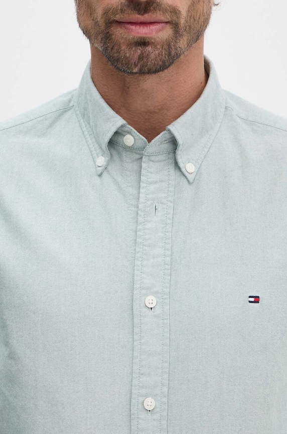 Bavlněná košile Tommy Hilfiger MW0MW35774 zelená SS26