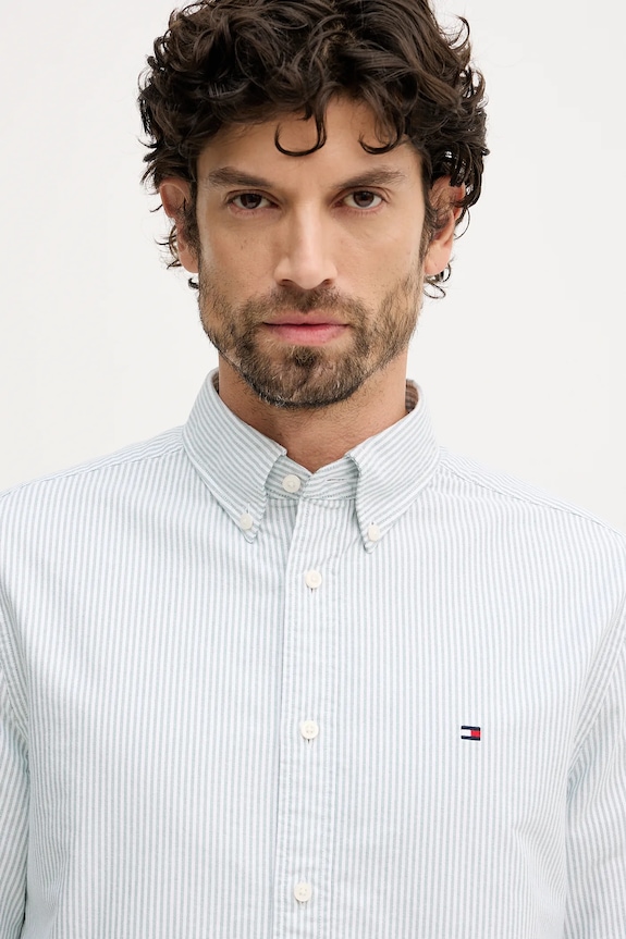 Tommy Hilfiger koszula bawełniana zielony MW0MW36238