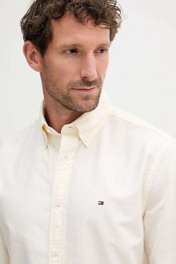 Tommy Hilfiger camicia in cotone giallo MW0MW36238