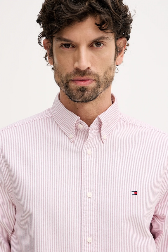 Tommy Hilfiger cămașă din bumbac roz MW0MW36238
