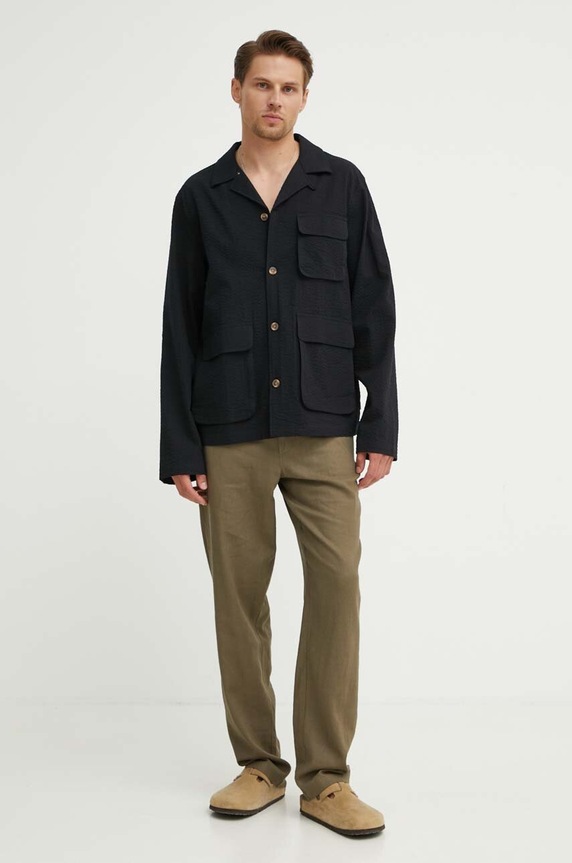Les Deux koszula bawełniana LDM640096 czarny AW24