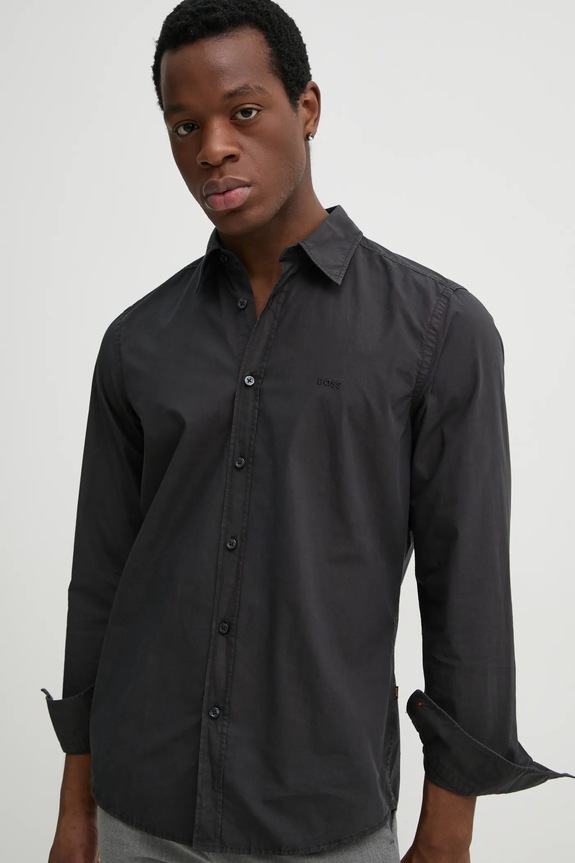 BOSS Orange cămașă de bărbați din bumbac Relegant_6_M negru 50518304