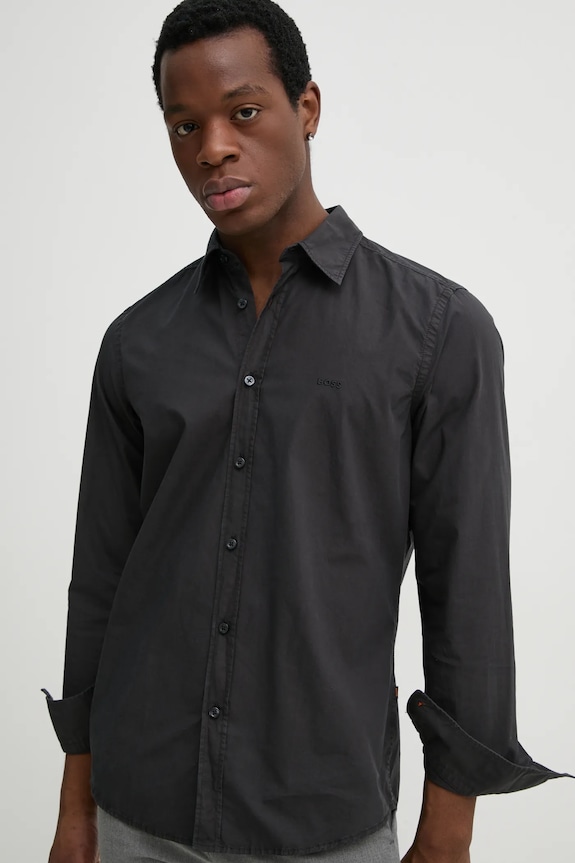 BOSS Orange cămașă de bărbați din bumbac Relegant_6_M negru 50518304