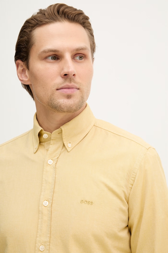 Бавовняна сорочка BOSS Orange жовтий 50519707