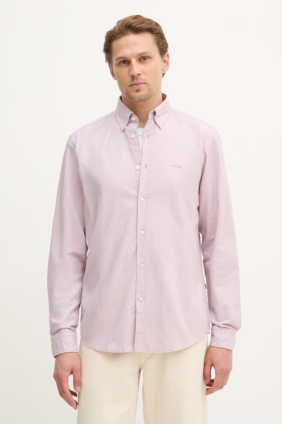 Хлопковая рубашка BOSS Orange розовый 50519707