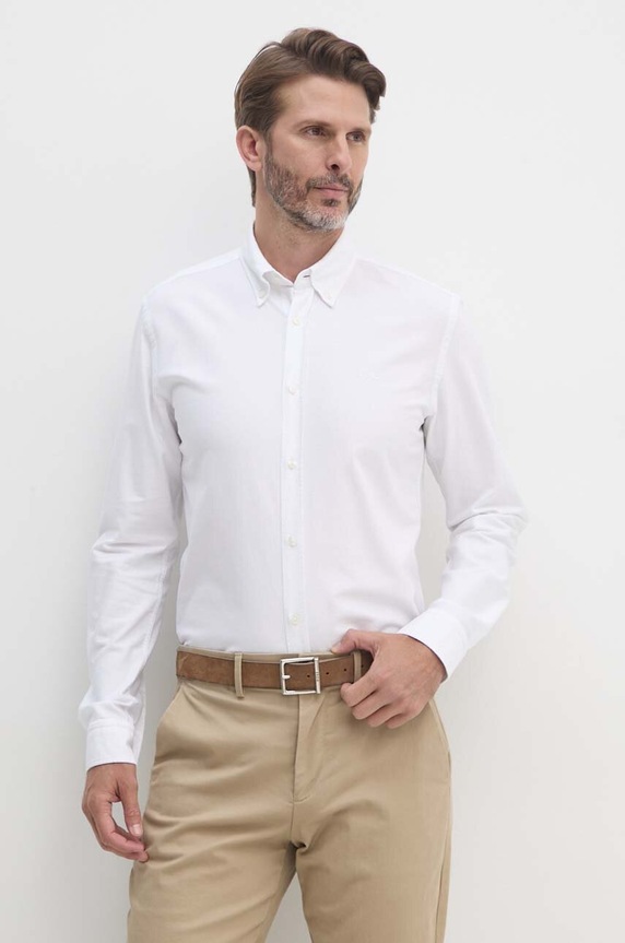 Bavlnená košeľa BOSS slim biela 50520265