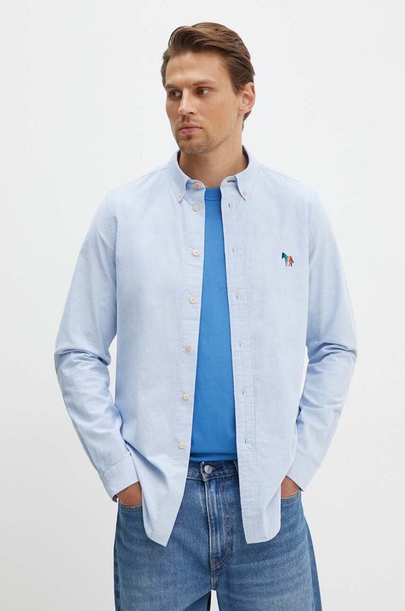 Pamučna košulja PS Paul Smith casual plava M2R.599R.N21846