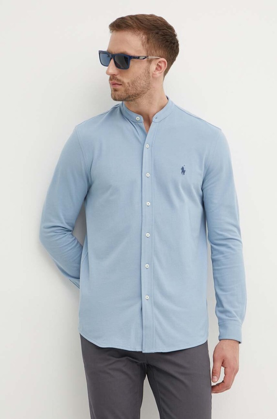 Памучна риза Polo Ralph Lauren стандартна син 710742468