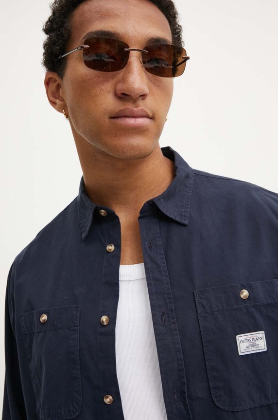 Pamučna košulja Guess Jeans M4YH37.WGCF1 mornarsko plava