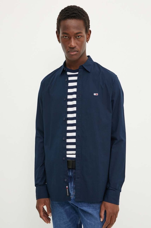 Košulja Tommy Jeans večernje mornarsko plava DM0DM19519