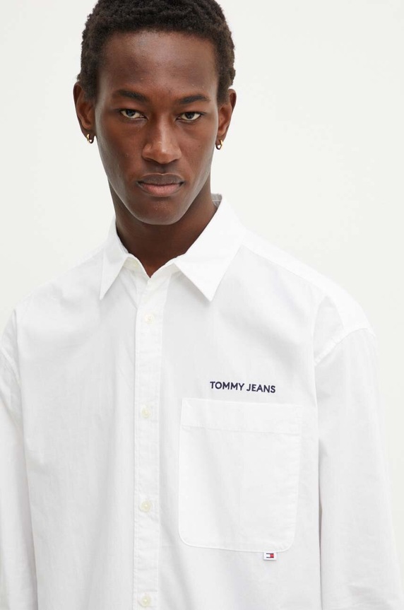Bavlněná košile Tommy Jeans DM0DM19525 bílá