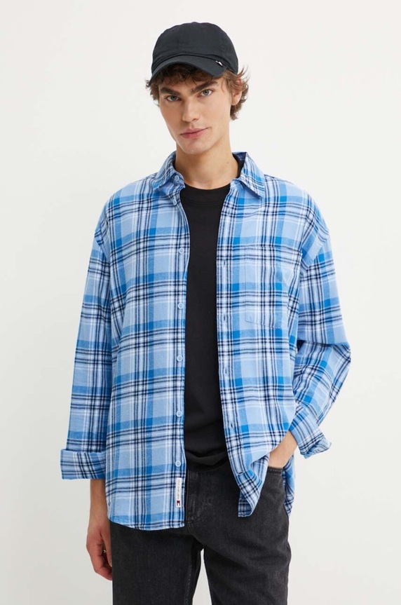 Tommy Jeans koszula bawełniana wzorzyste niebieski DM0DM19532