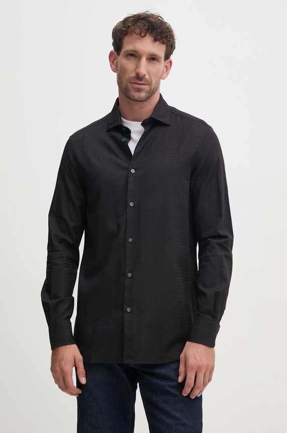 Emporio Armani camicia in cotone regolare nero 6D1C86.1NIUZ