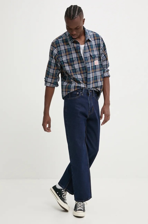 Bavlněná košile Levi's A5772 námořnická modř SS25