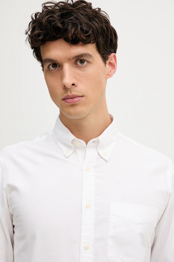 United Colors of Benetton Srajca moška bombažna bela 5FGBUQ04C