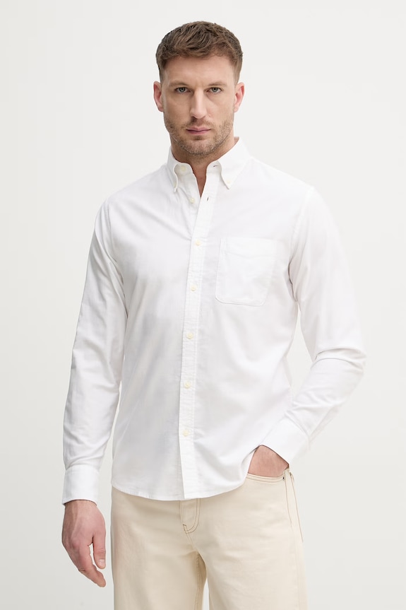 United Colors of Benetton риза мъжка памучна бял 5FGBUQ04C